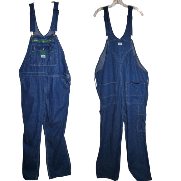 Liberty Overalls Mens 42x30 Womens XL Blue Denim Bib Carpenter Workwear Hipster - Picture 3 of 13